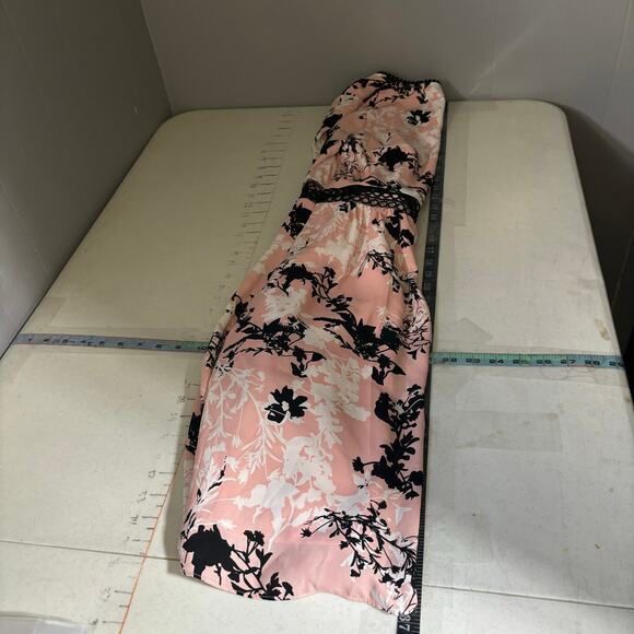 136. Sam Edelman Dress SZ 10 Pink Black Floral V-Neck Bishop Boho Romantic Flowy - Picture 9 of 12